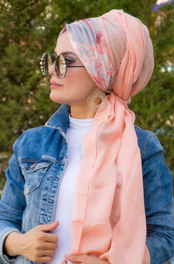 Somon Çiçek Çiçek Desen Hazır Şal