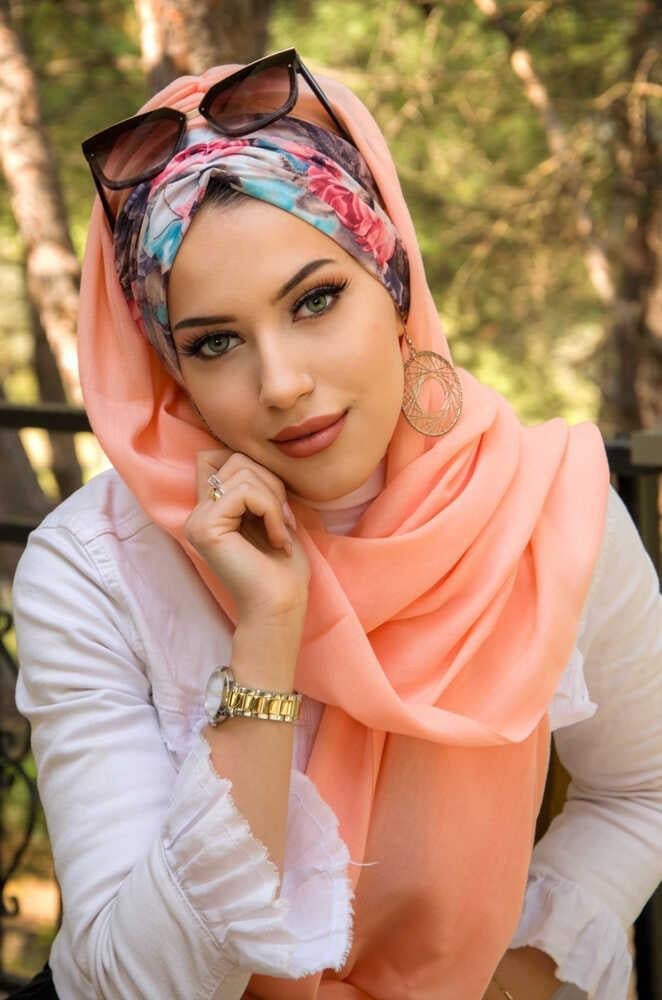 Somon Çiçek Desen Hazır Şal