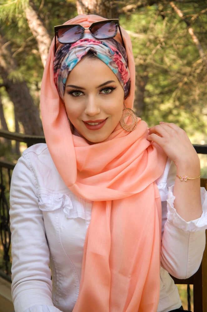 Somon Çiçek Desen Hazır Şal