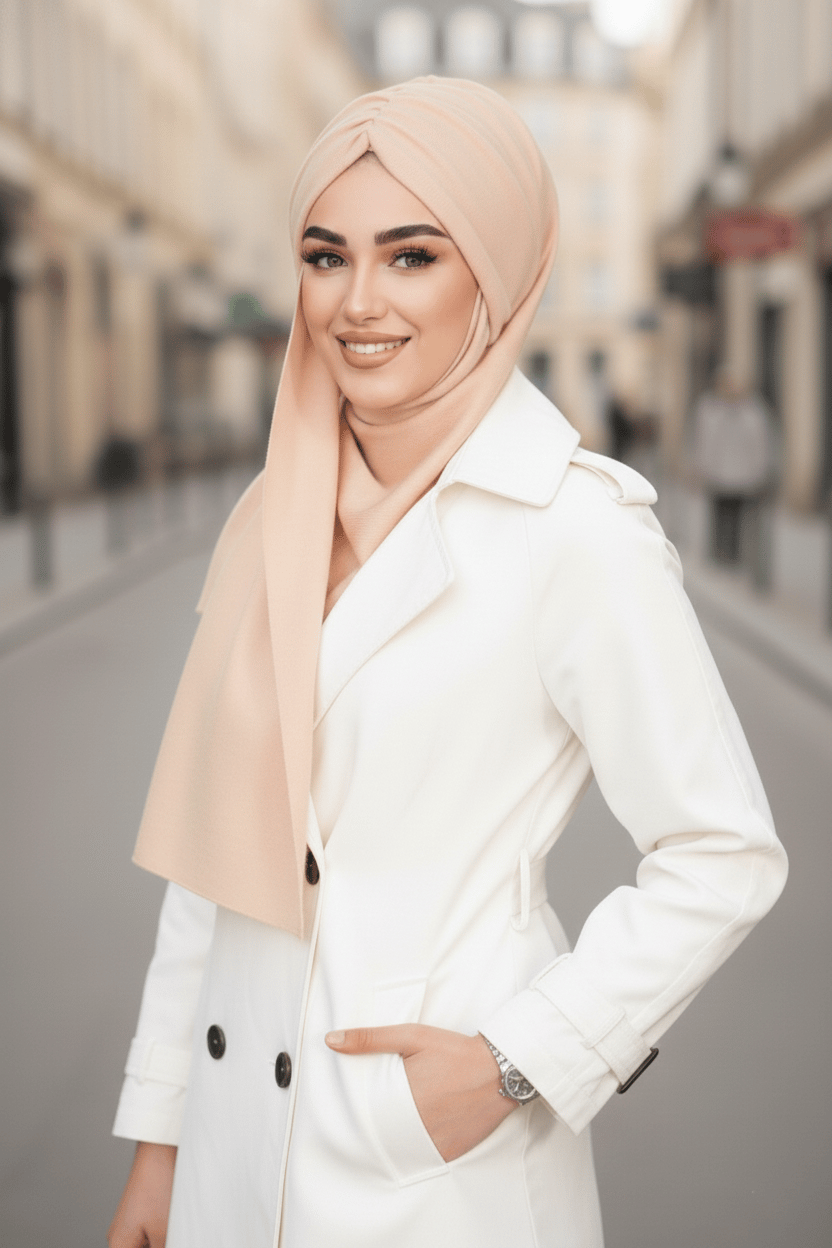 Somon Nude Serisi Kelebek Model Büzgülü Bone Şal