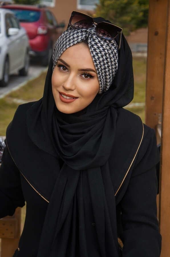 Syah Kazayağı Kışlık Hazır Şal