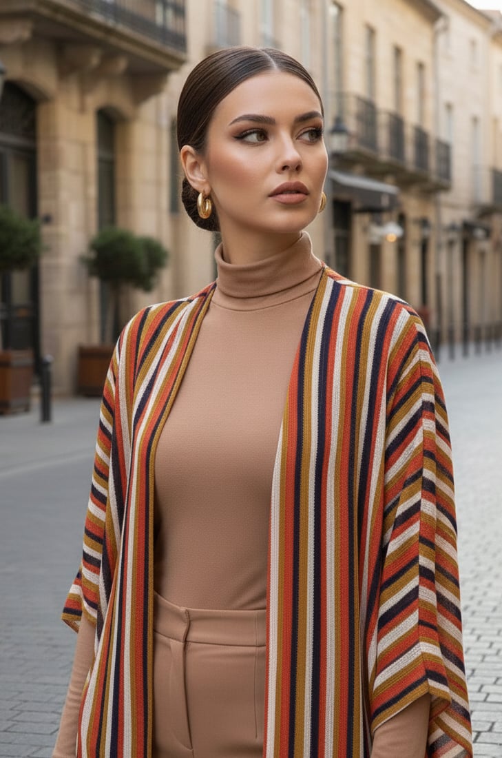 Taba Çizgili  Tesettür Hırka - 10100