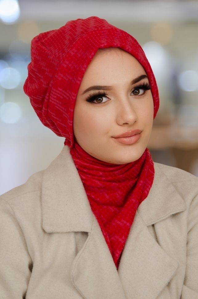 Taba Kazayağı Aksesuarlı Tesettür Bere