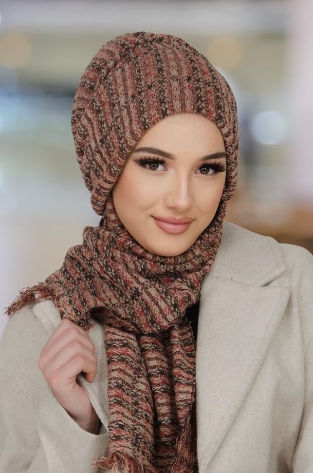 Taba Triko Kelebek Bone Şal