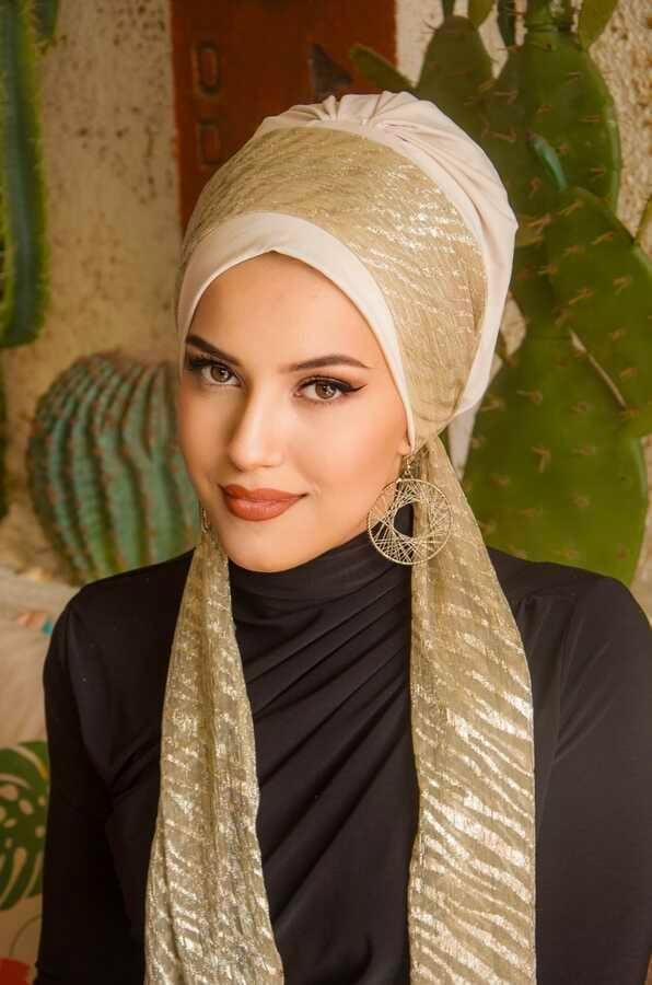 Taş Dore Desen Fularlı Bone