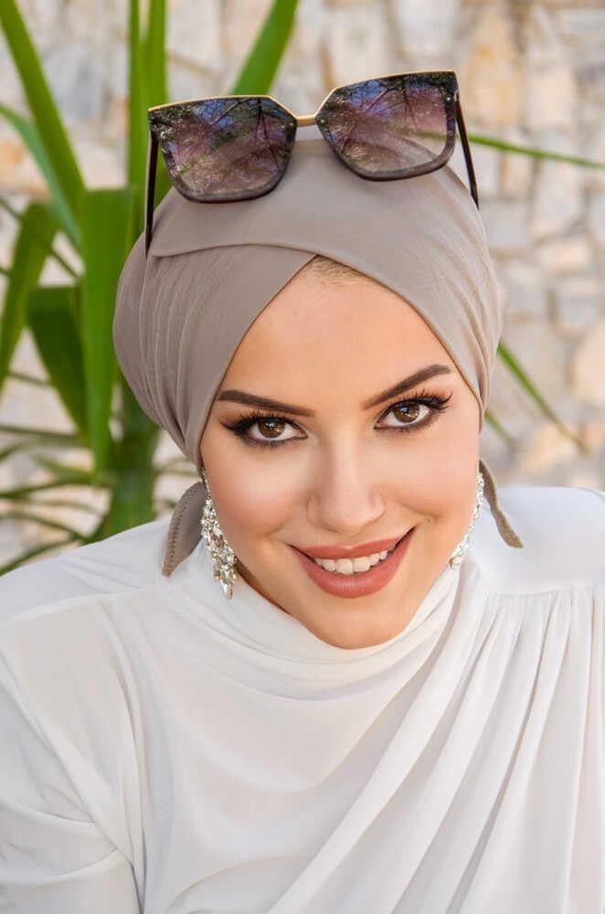 Taş Rengi Çapraz Bone / Deniz - Havuz Bonesi