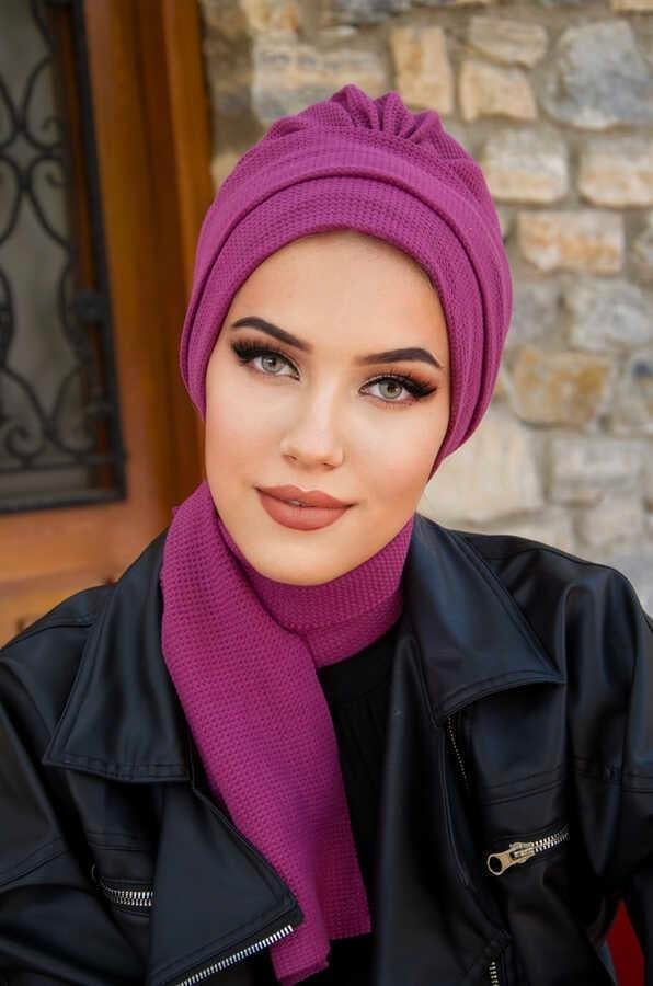 Vişne Kışlık Atkılı Bone