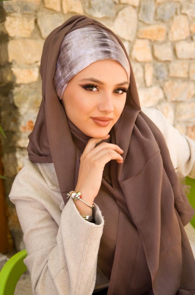 Vizon Batik Desen Bandana Bone Şal