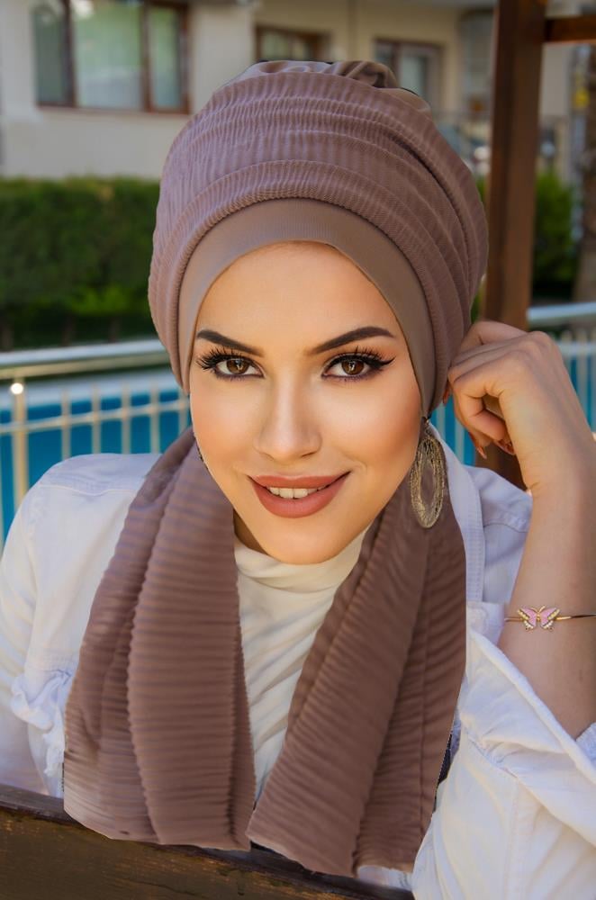 Vizon Desen Fularlı Bone