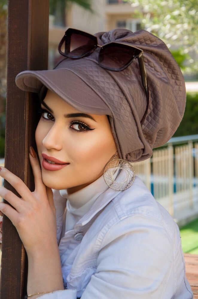 Vizon Kapitone Tesettür Şapka Bone