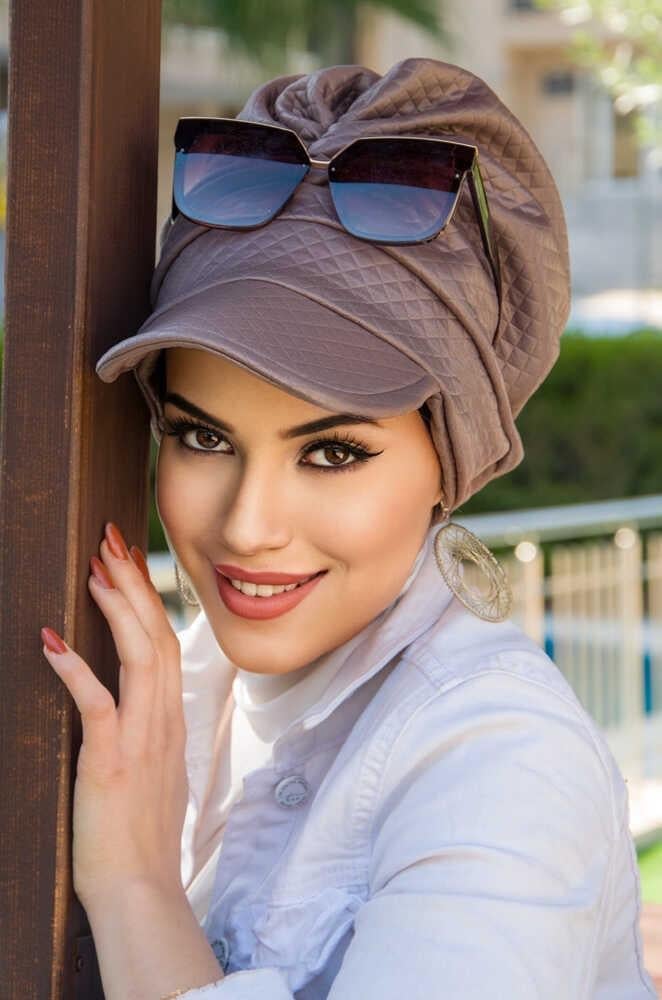 Vizon Kapitone Tesettür Şapka Bone