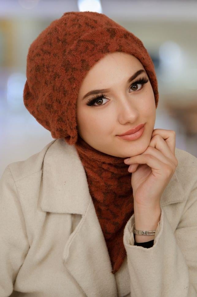 Vizon Kendinden Desenli Tesettür Bere