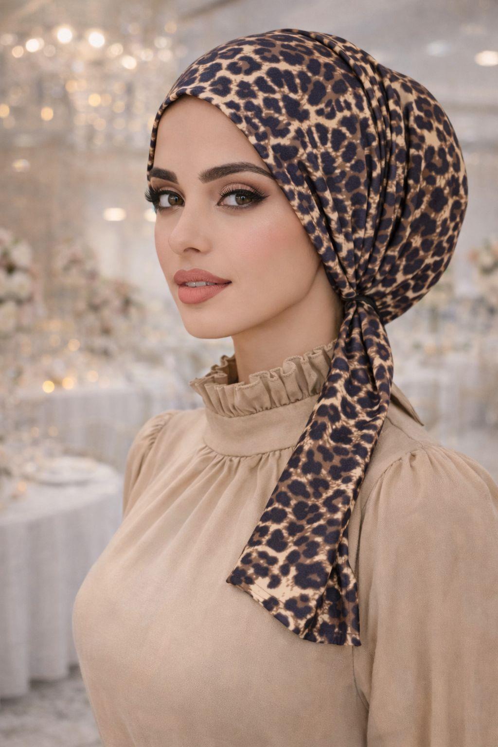 Vizon Leopar Eşarp Bone