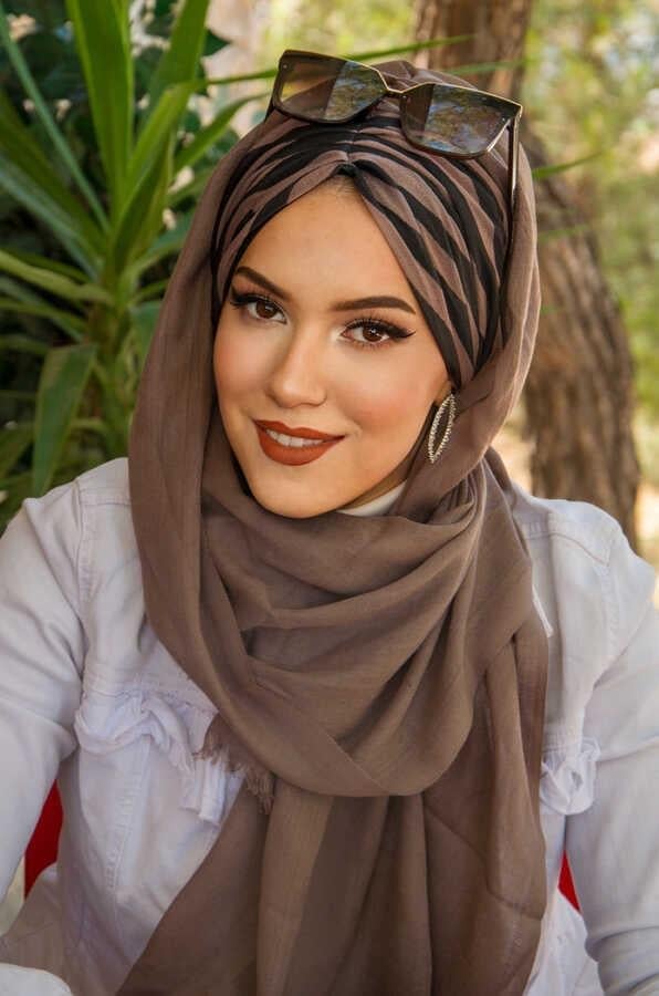 Vizon Zebra Feminen Desenli Hazır Şal