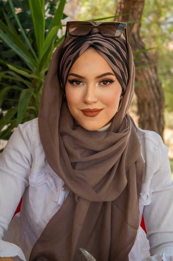 Vizon Zebra Feminen Desenli Hazır Şal