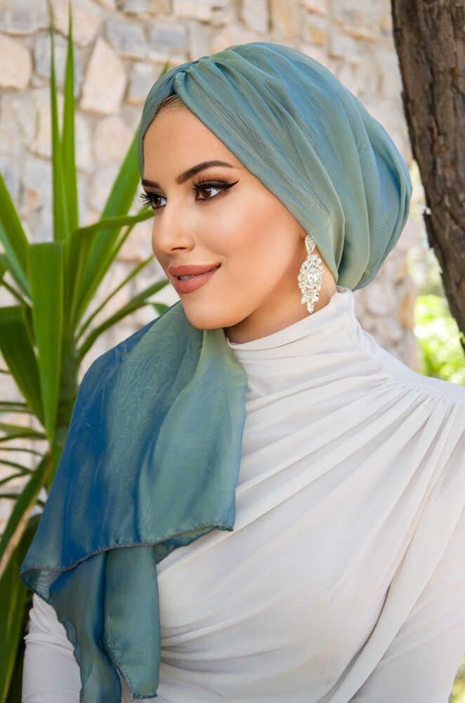 Yeşil Gold Janjan Şifon Tokalı Bone