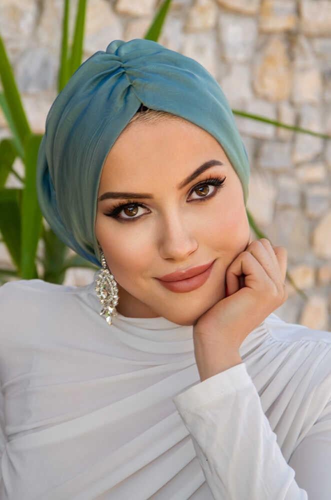 Yeşil Gold Janjan Şifon Tokalı Bone