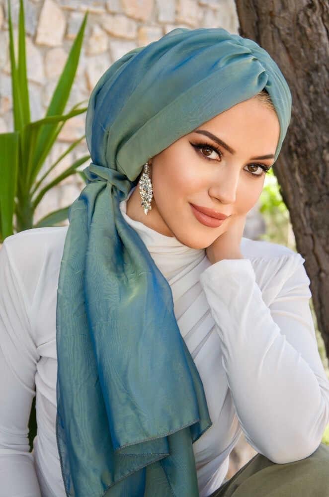 Yeşil Gold Janjan Şifon Tokalı Bone