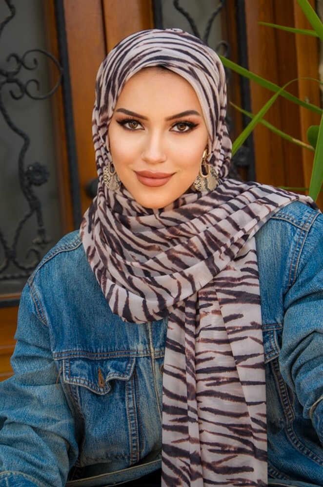 Zebra Desenli Bone Hazır Şal