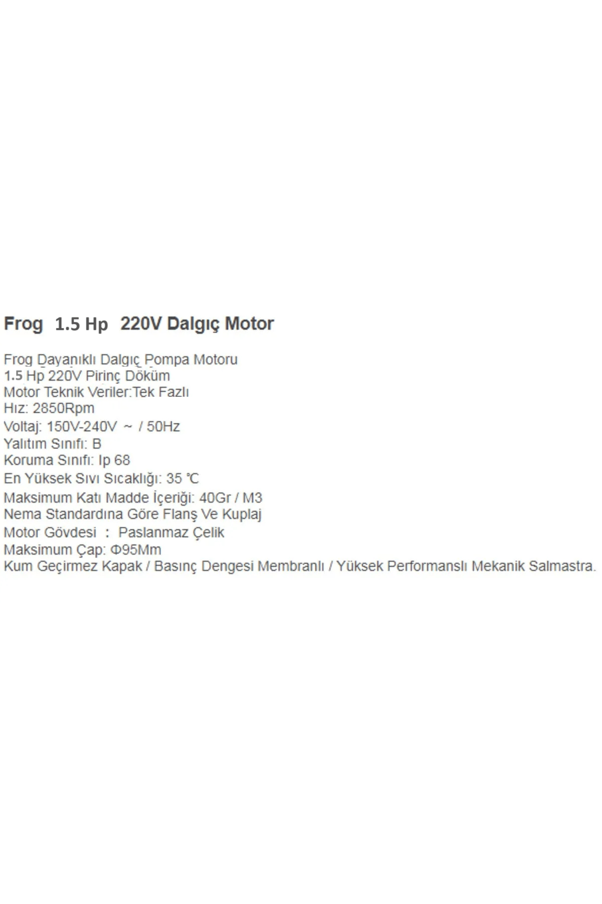 1.5 Hp - 220v Krom Başlıklı Tam Bakır Sargılı 4