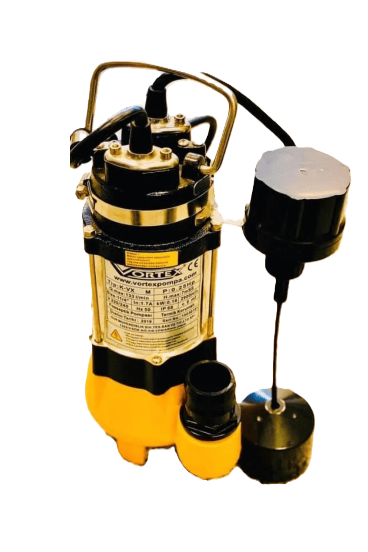 KVX35M 0.35 HP Asansör Flatörlü Pis Su Foseptik Parçalayıcılı Dalgıç Pompa ( Açık Fanlı )