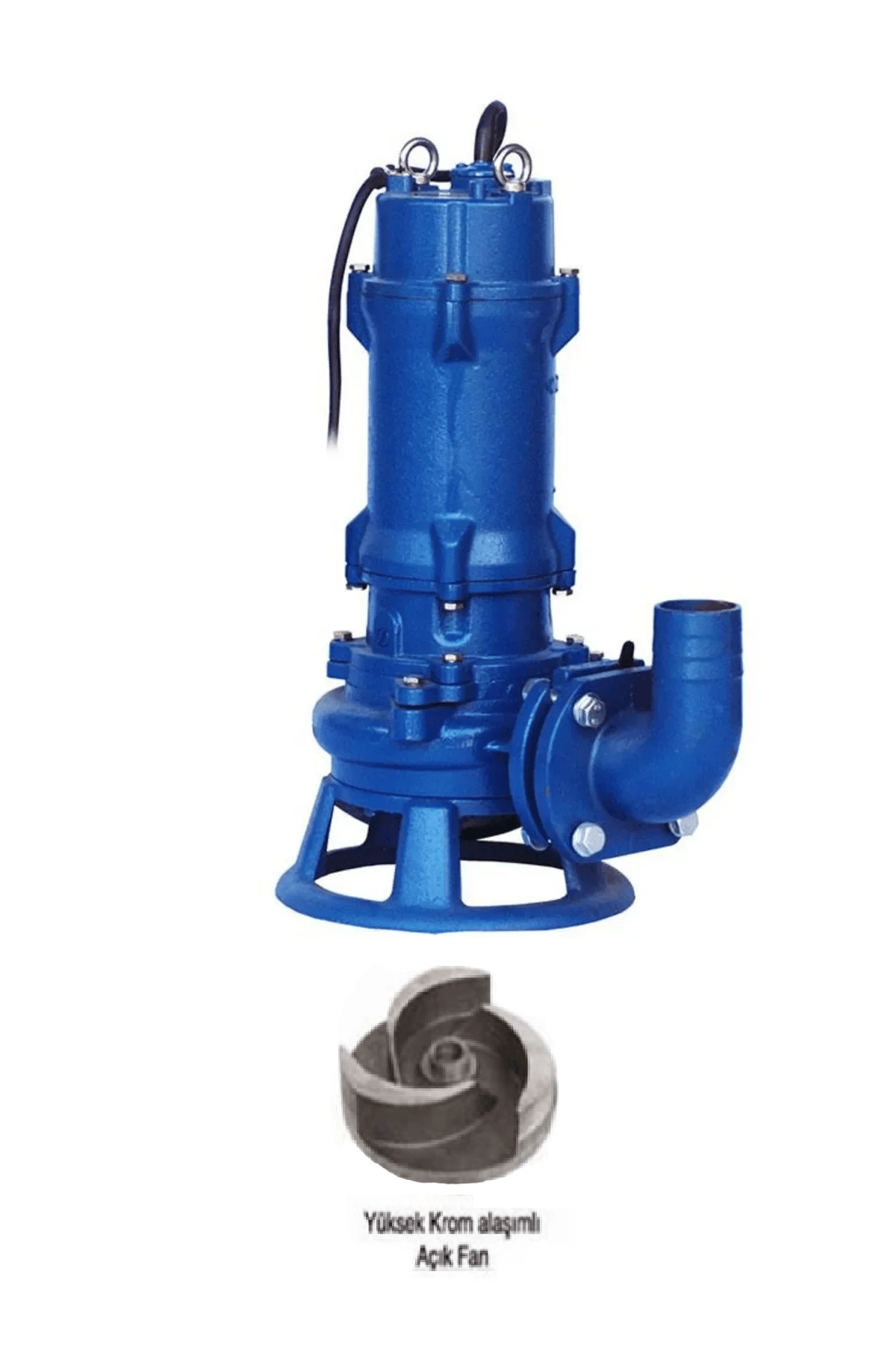 WQD40-10-2.2C 3 Hp 380v Açık Vortex Krom Fanlı Temiz Kirli Atık Su Dalgıç Drenaj Pompası