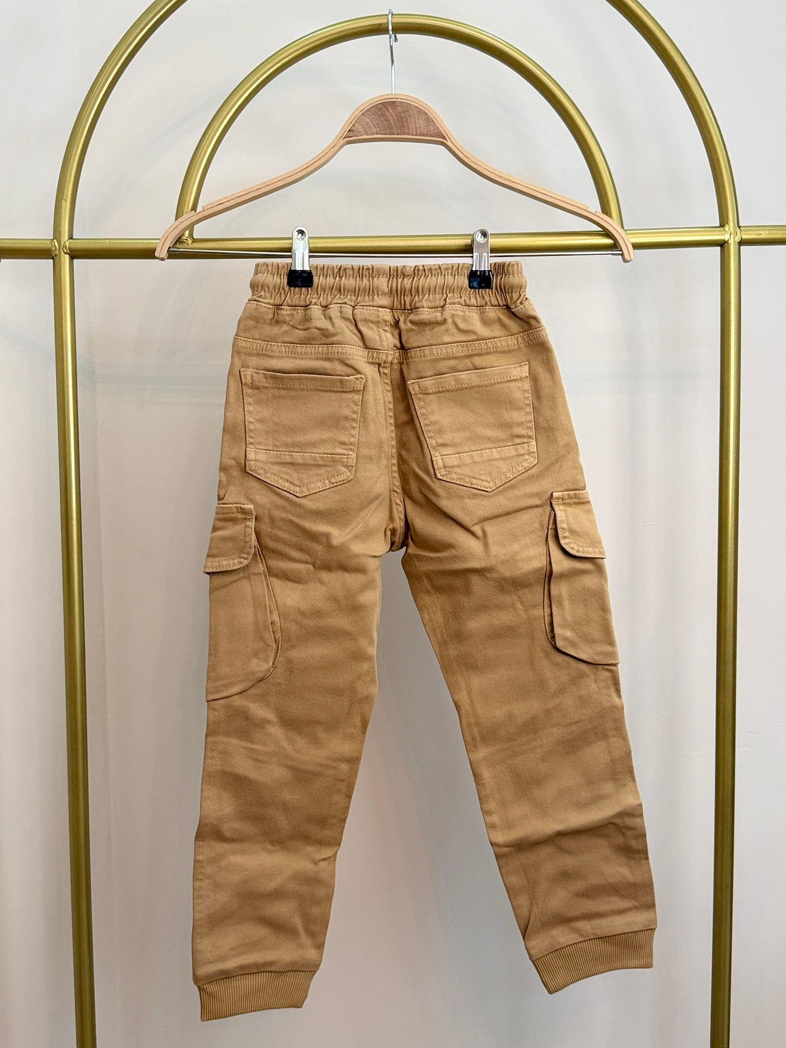 CE40228 KARGO CEPLİ PAÇALARI LASTİKLİ ERKEK ÇOCUK PANTOLON BEJ
