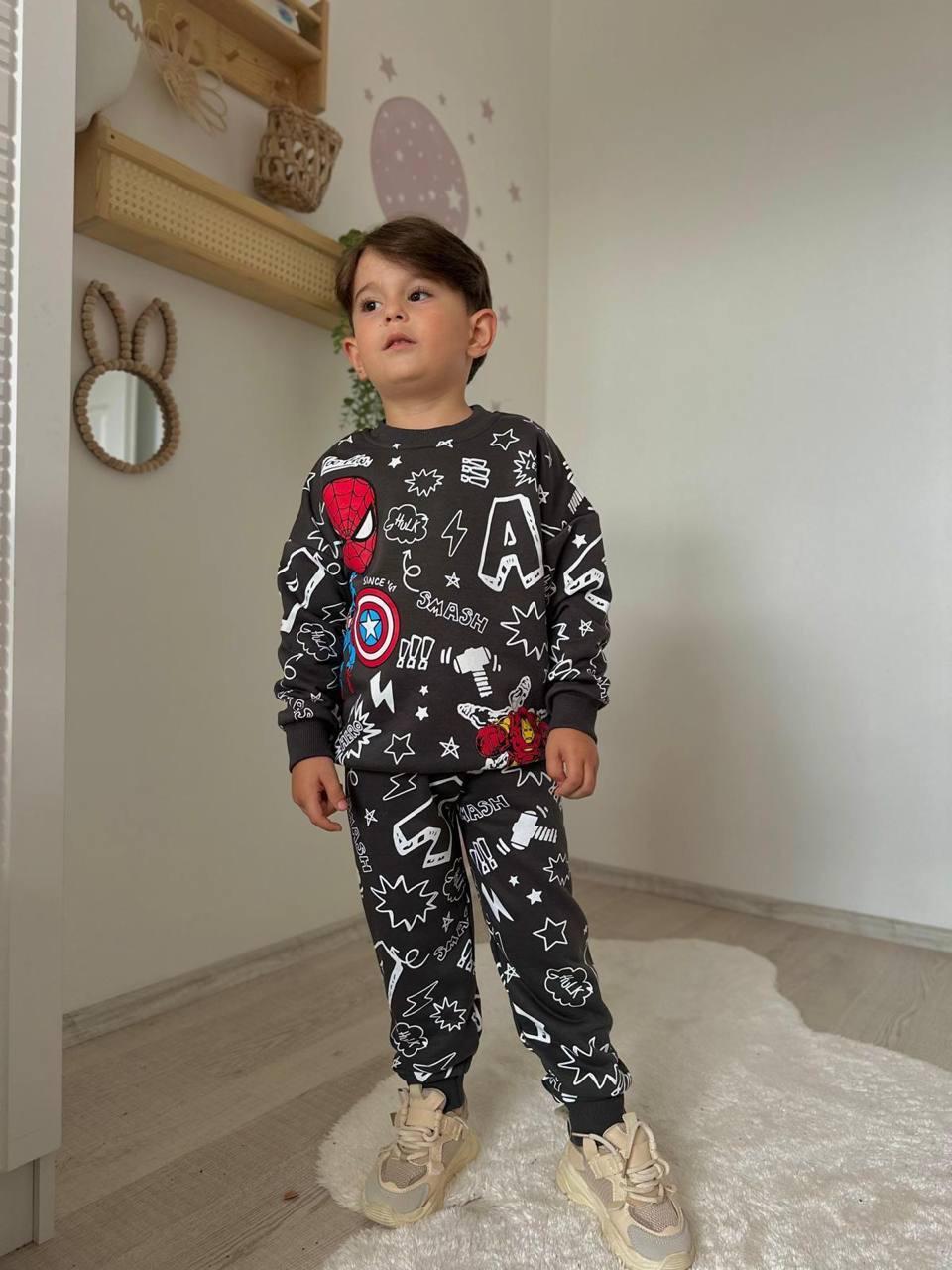MARVEL KARAKTER DESENLİ ANTRASİT ERKEK ÇOCUK EŞOFMAN TAKIMI