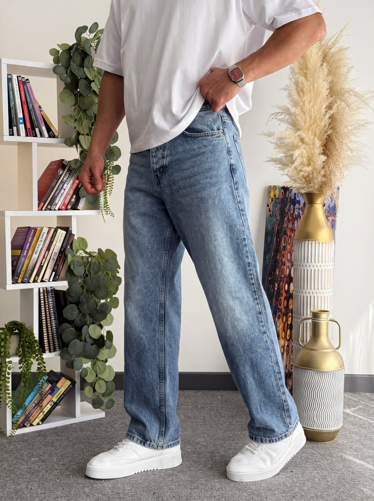 Baggy Kalıp Kot Pantolon Jeans Açık Mavi