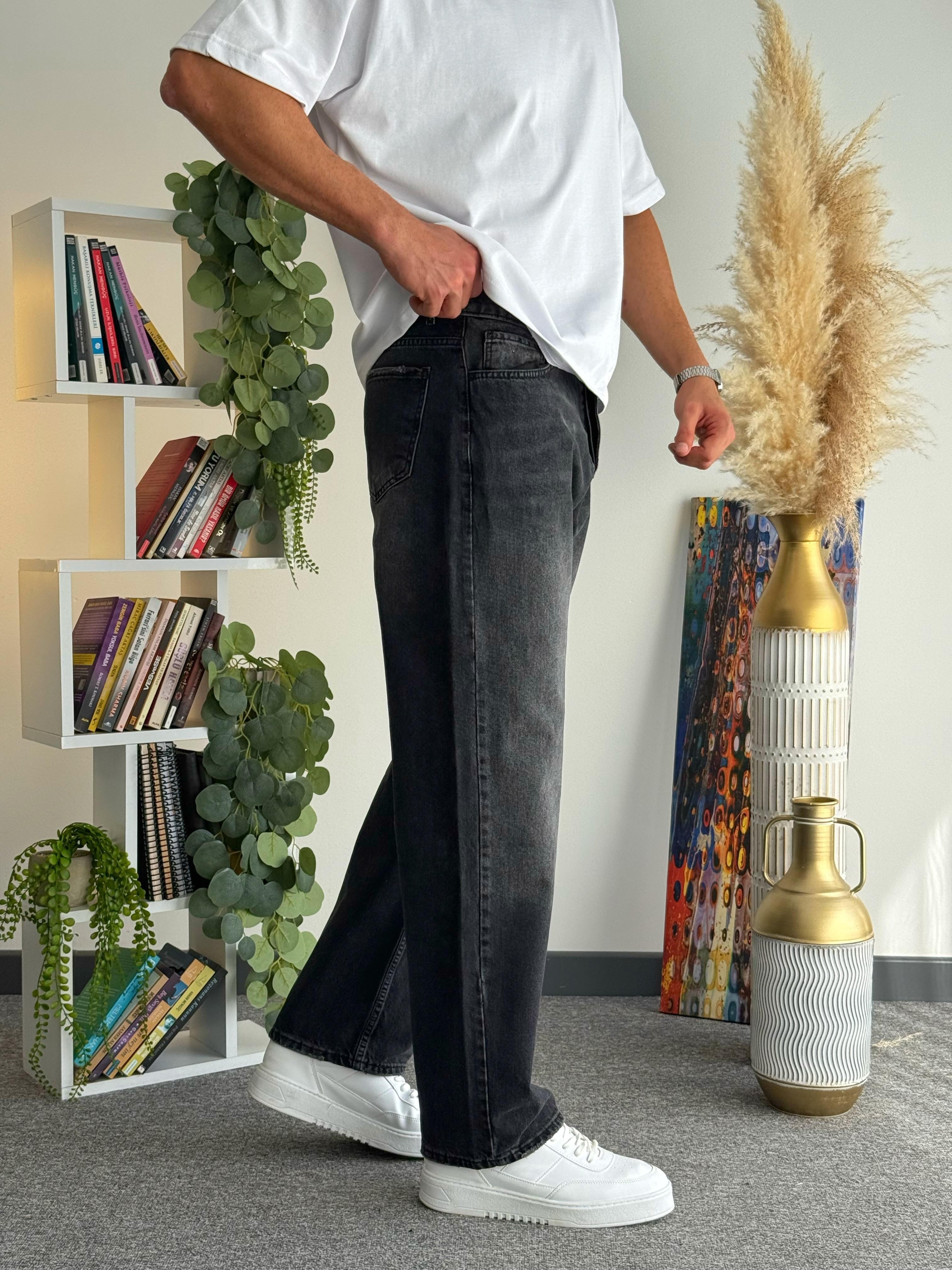 Baggy Kalıp Kot Pantolon Jeans Antrasit