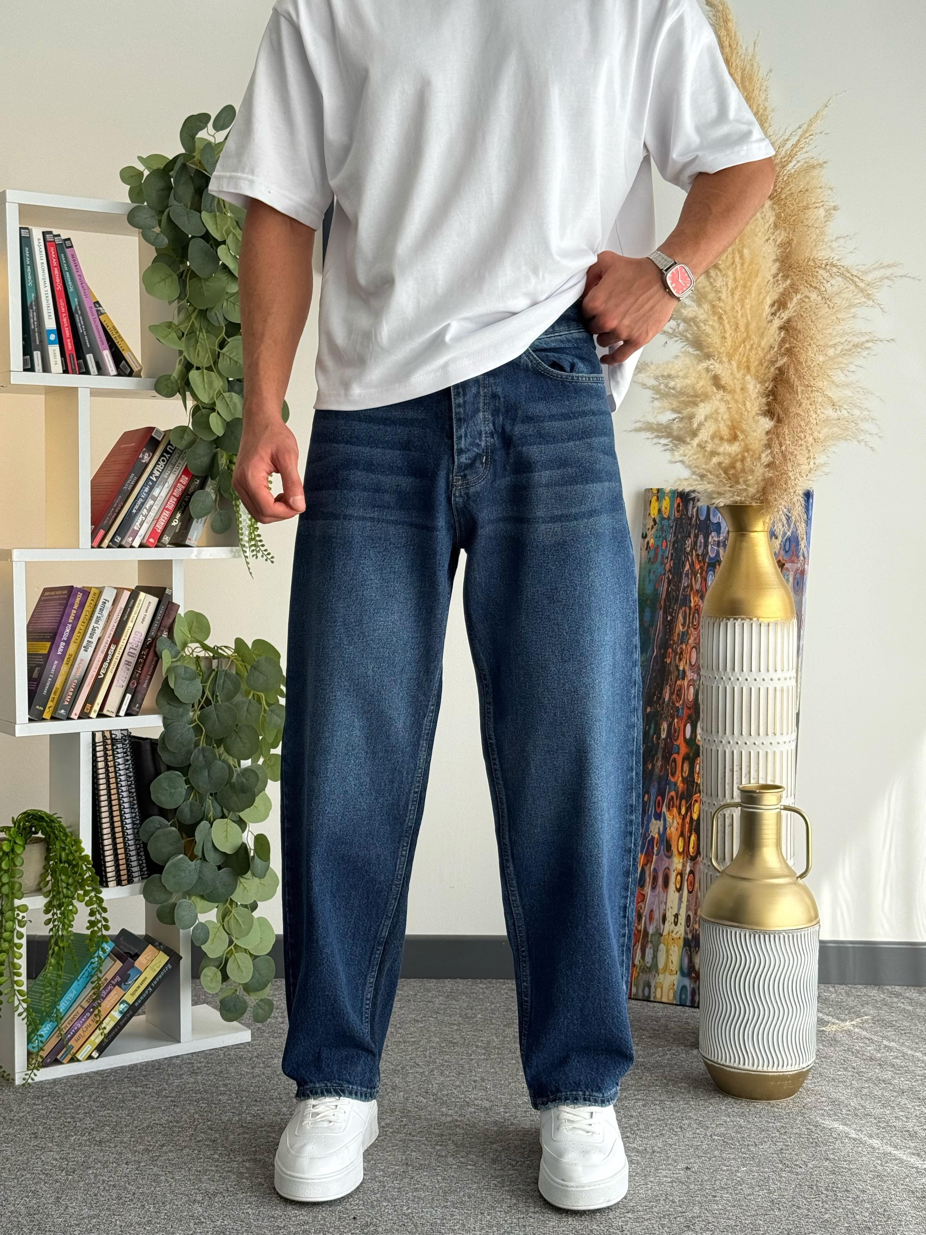 Baggy Kalıp Kot Pantolon Jeans İndigo