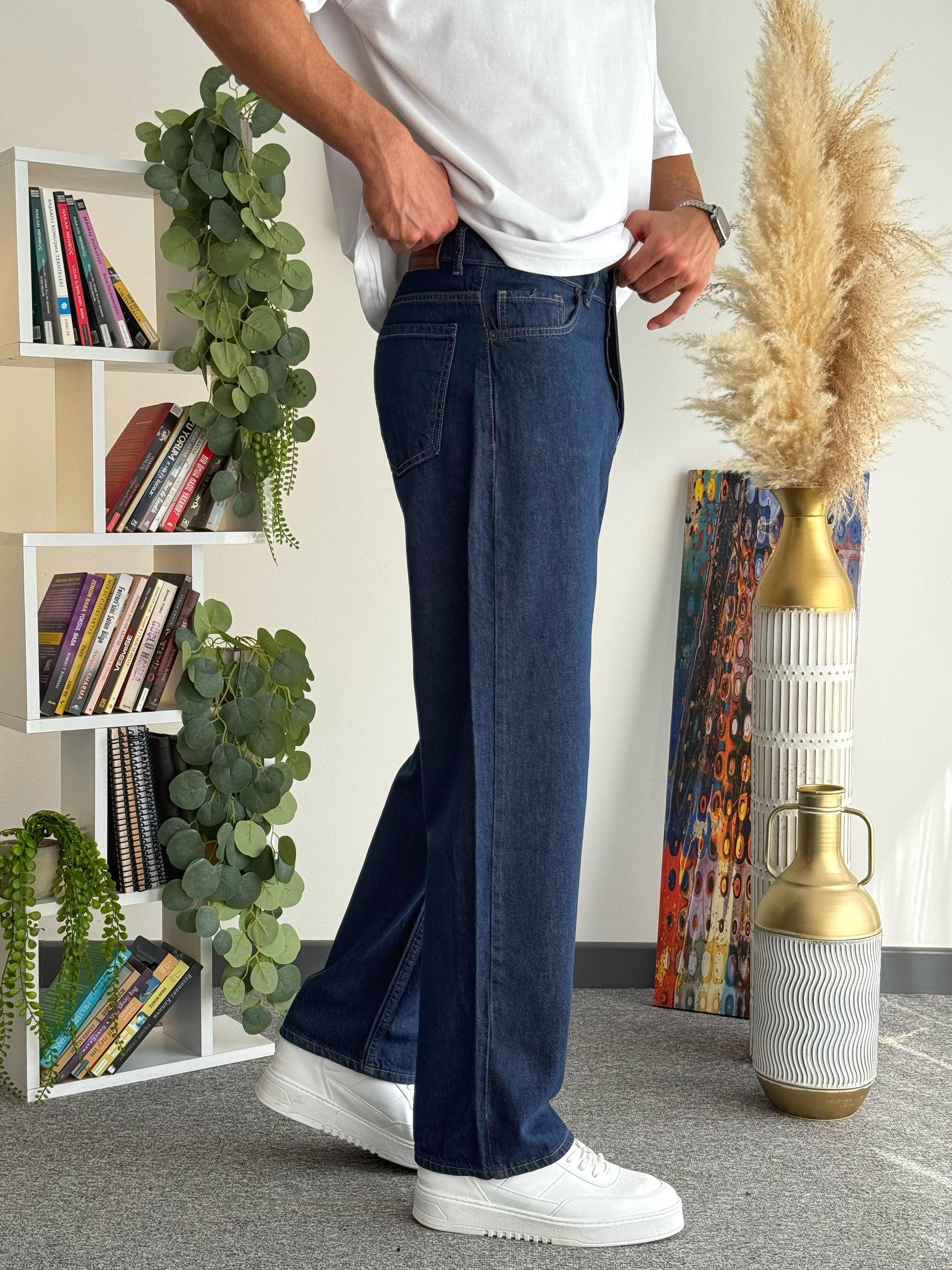 Baggy Kalıp Kot Pantolon Jeans Koyu Mavi