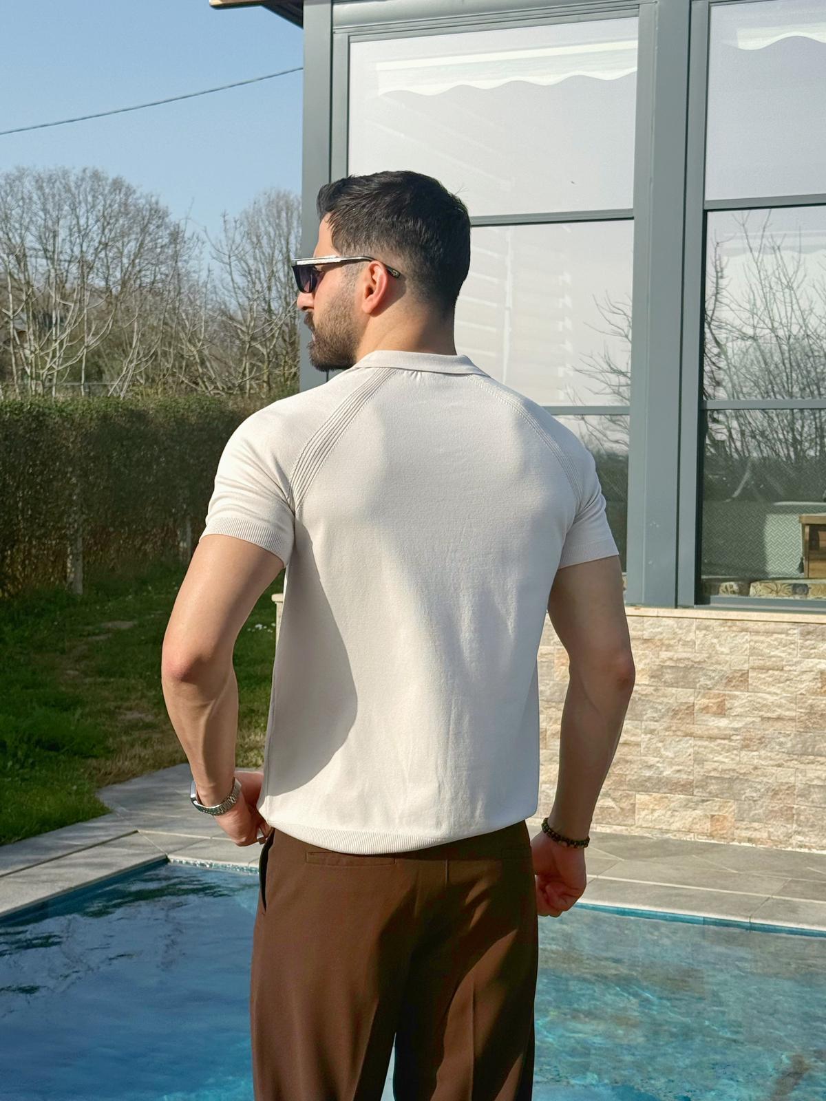 Bej Monaco Triko Polo T-Shirt