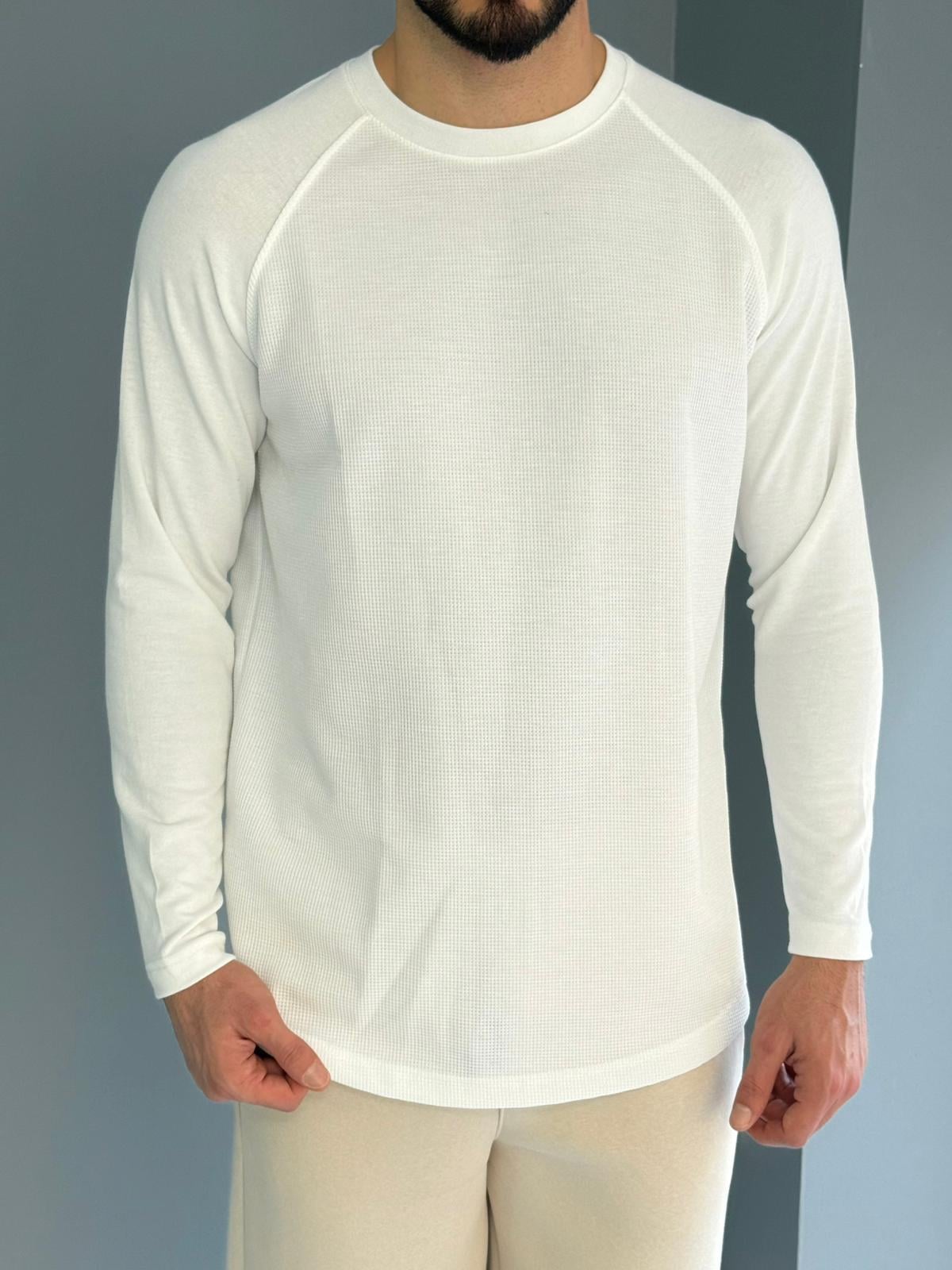 Beyaz Monaco Reglan Kol Sweat