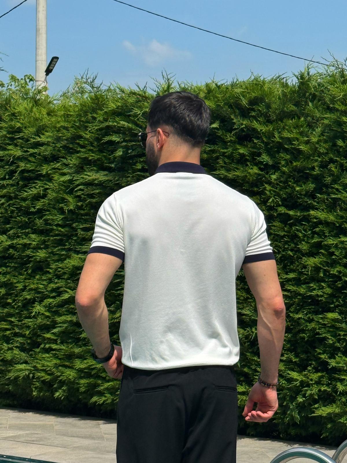 Beyaz Old Money Premium Polo Yaka T-Shirt