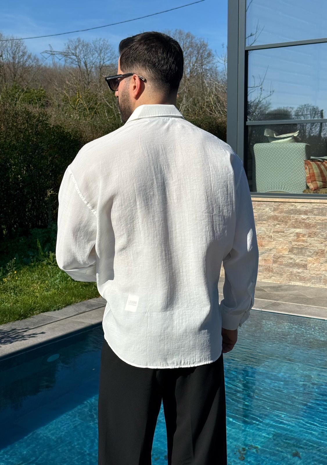 Beyaz Oversize Modern Modal Gömlek