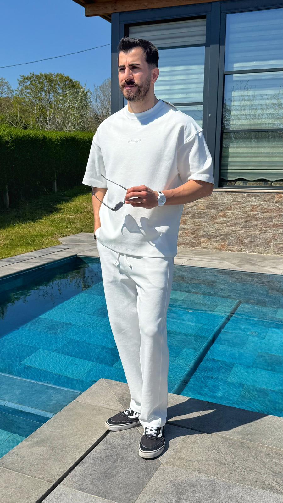 Beyaz Premium Oversize Rahat Eşofman Takım