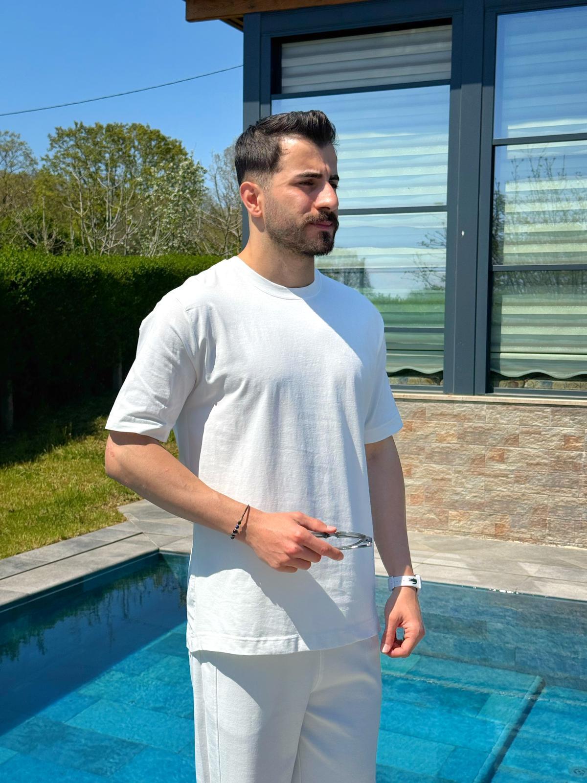 Beyaz Yazlık Basic Oversize T-Shirt