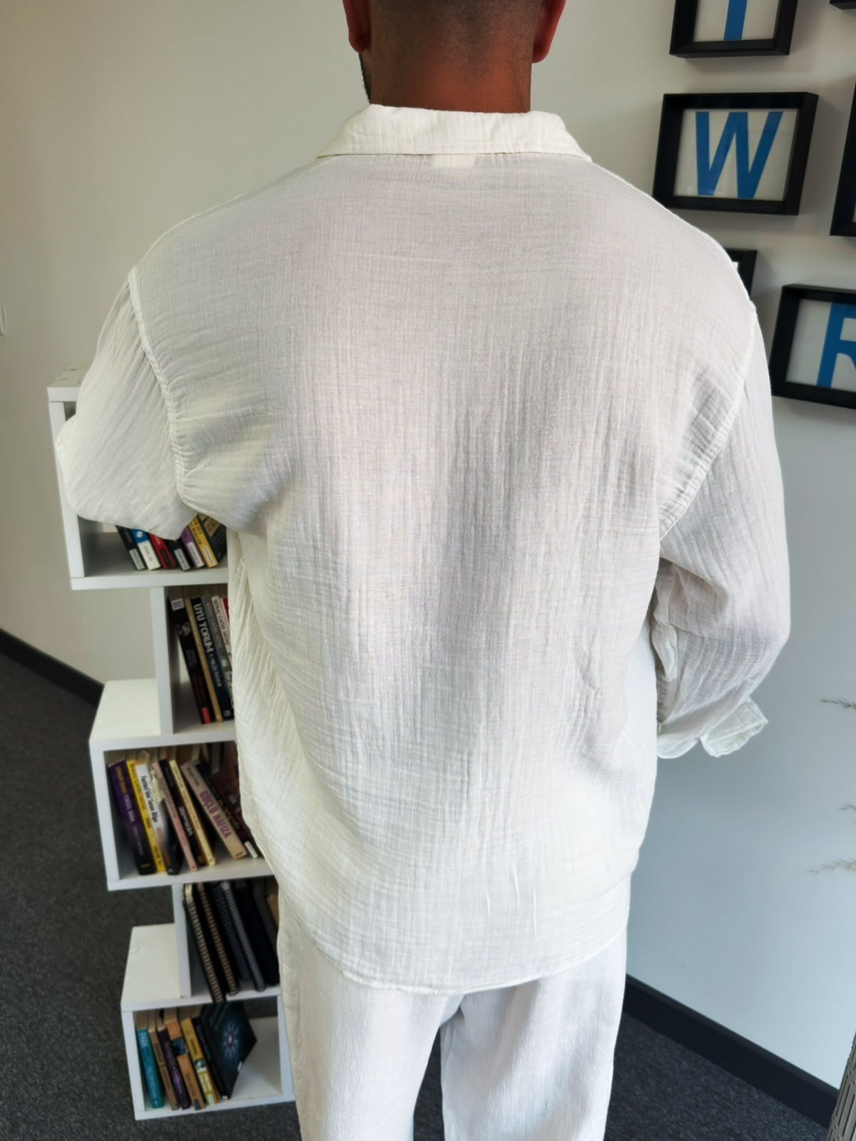 Beyaz Yazlık Müslin Keten Oversize Gömlek
