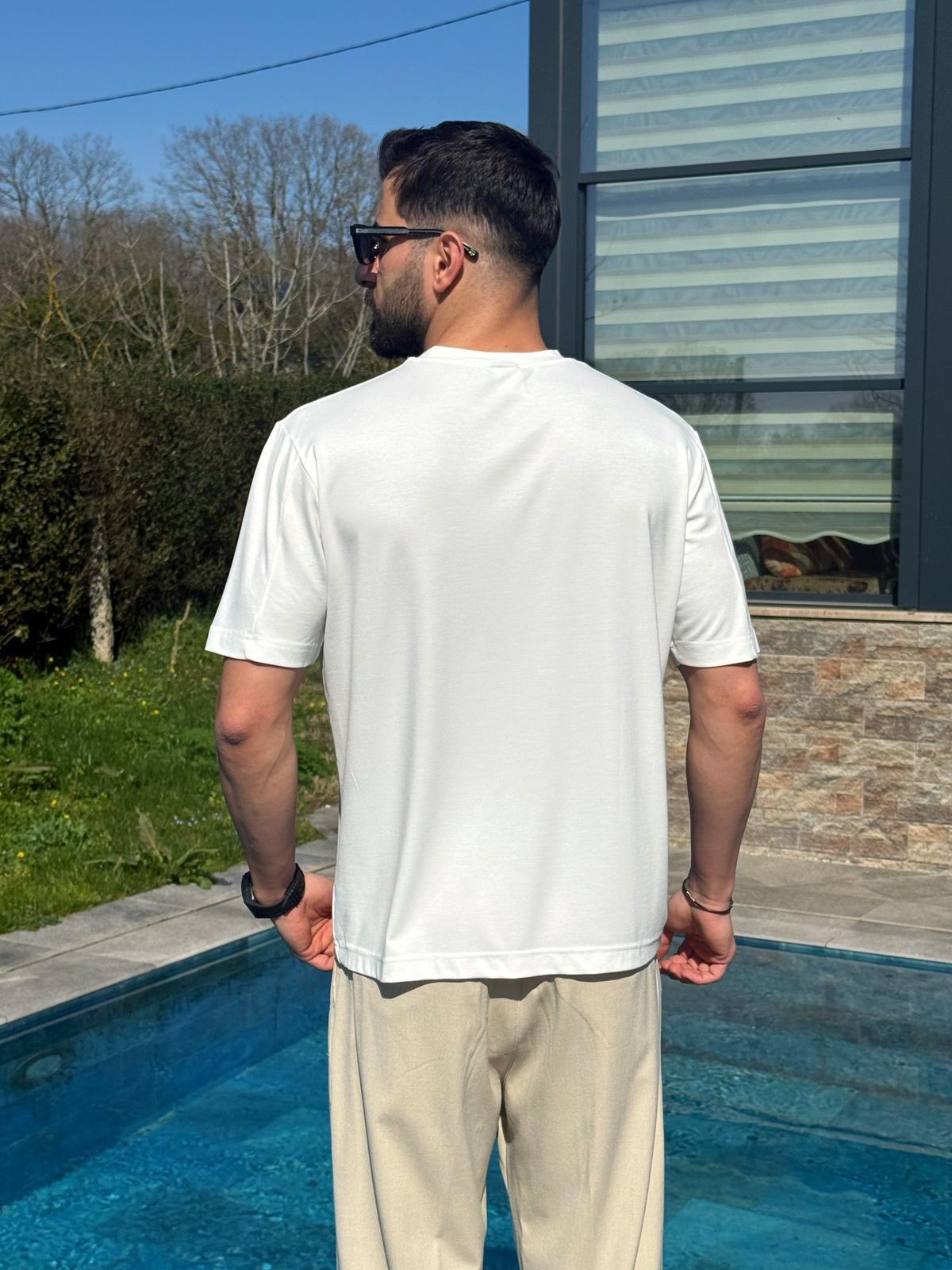 Beyaz Yazlık Zarif Tensel T-Shirt