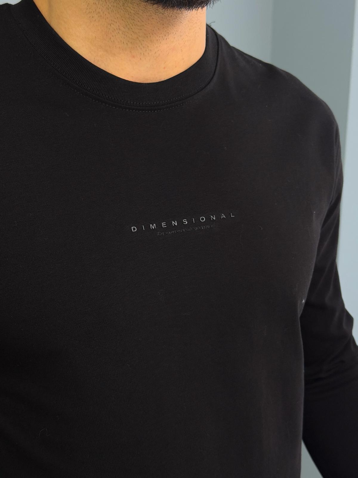 Bisiklet Yaka Uzun Kol T-Shirt Siyah