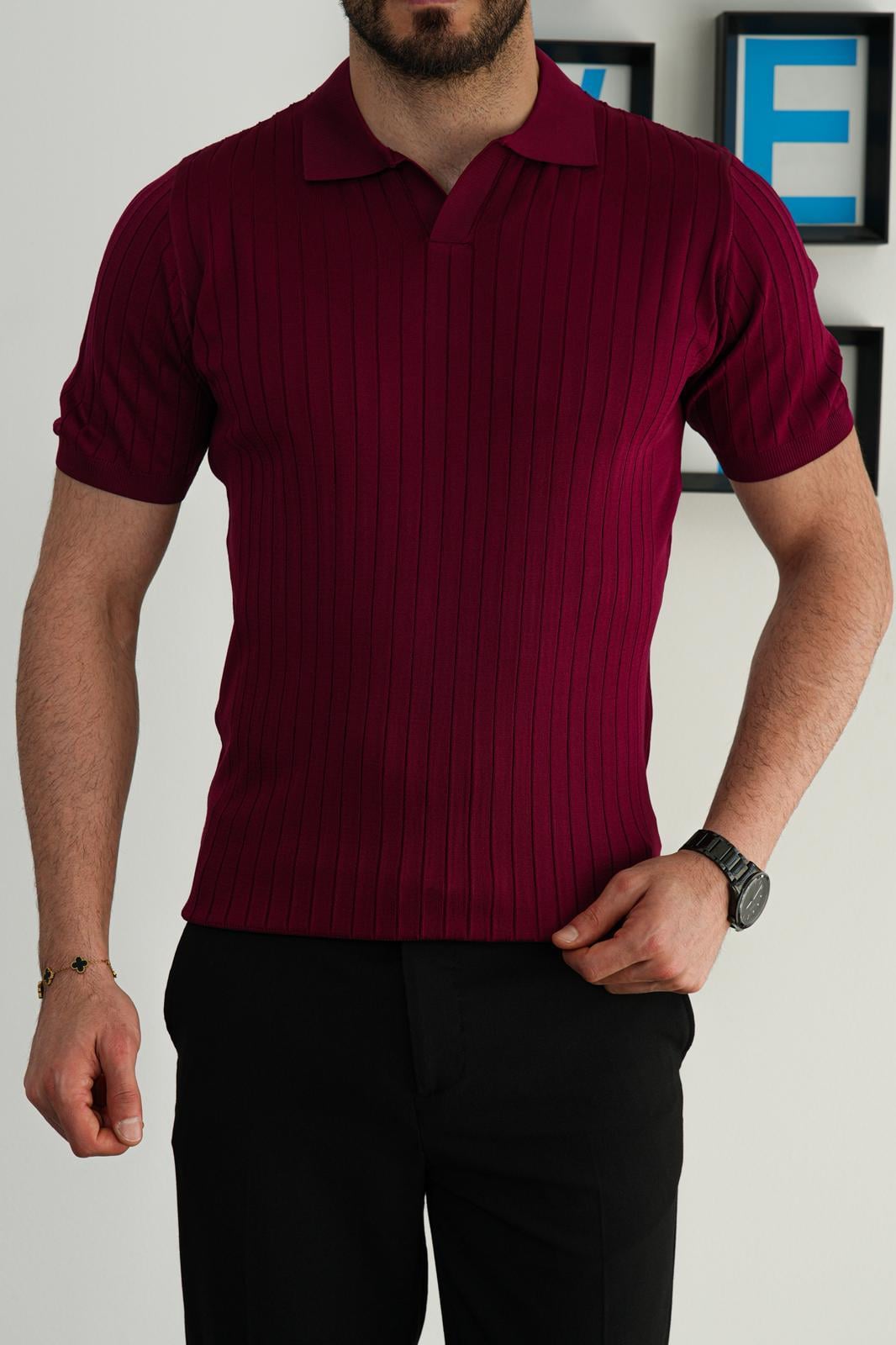 Bordo Premium Yazlık Pamuklu Fit Polo T-Shirt