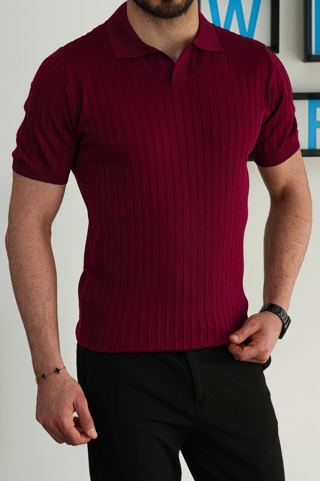 Bordo Premium Yazlık Pamuklu Fit Polo T-Shirt