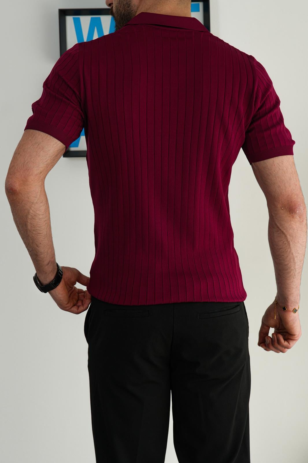 Bordo Premium Yazlık Pamuklu Fit Polo T-Shirt