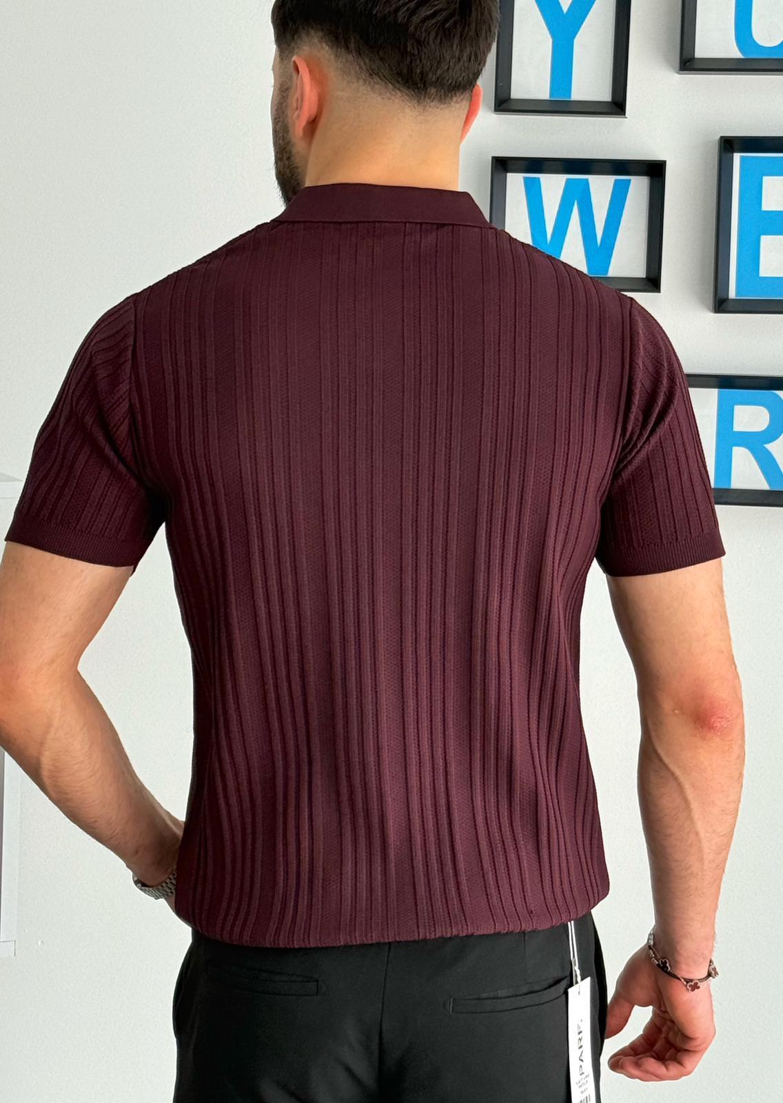 Bordo Yazlık Likralı Polo Yaka T-Shirt