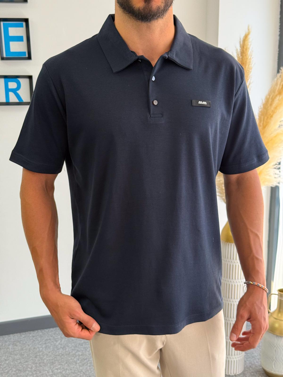 Düğmeli Polo Yaka T-Shirt Lacivert