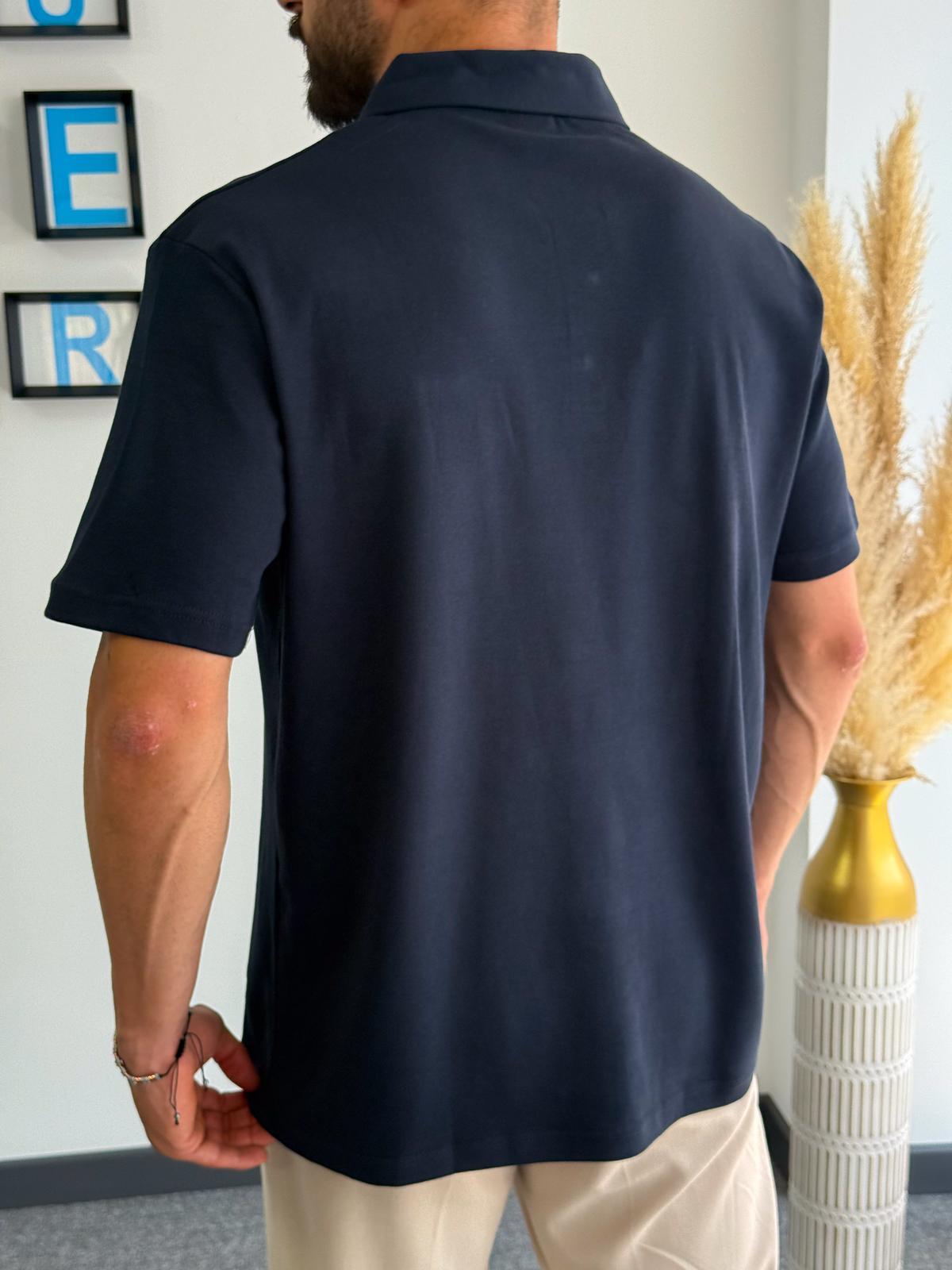 Düğmeli Polo Yaka T-Shirt Lacivert