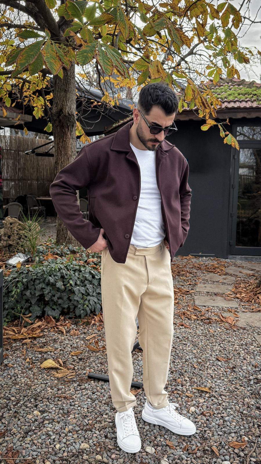Günlük Kombin(Chamberlain Mont-C143/Pis yaka T-Shirt-PYT1300/Duble Paça Kumaş Pantolon-DPP1202