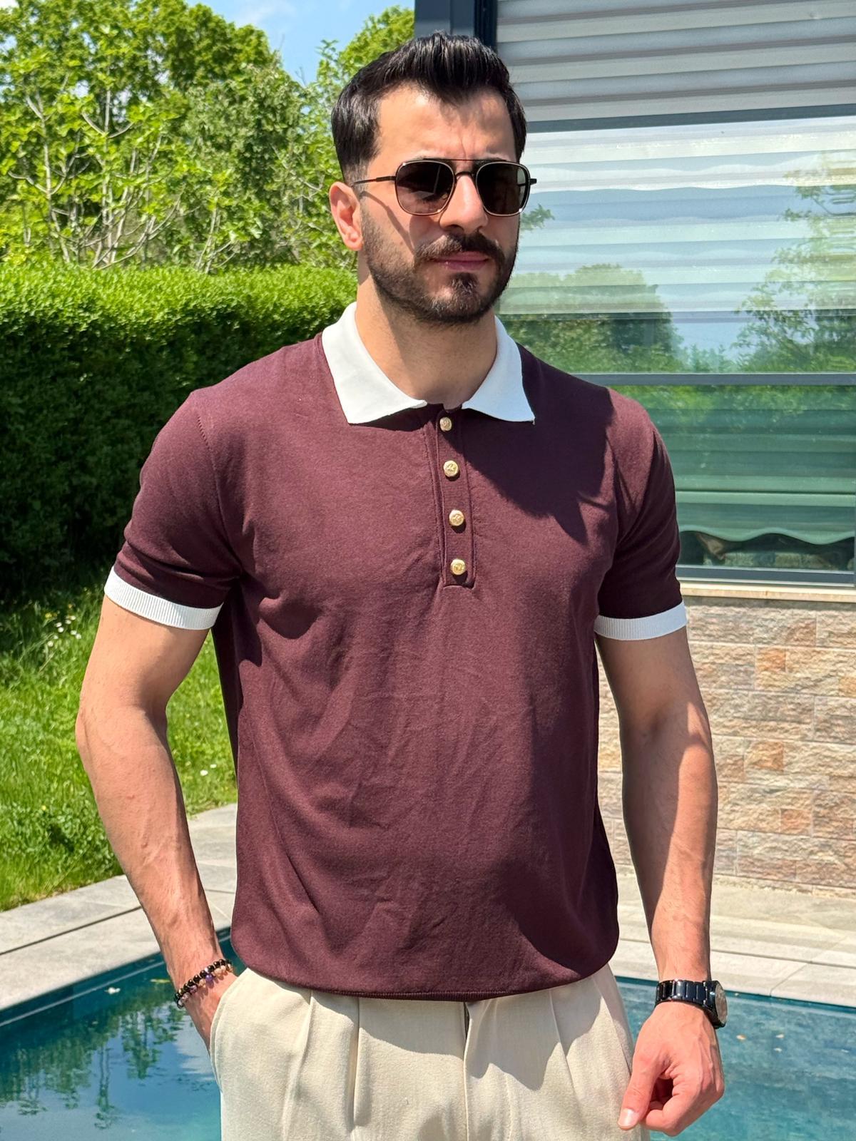Kahverengi Old Money Premium Polo Yaka T-Shirt