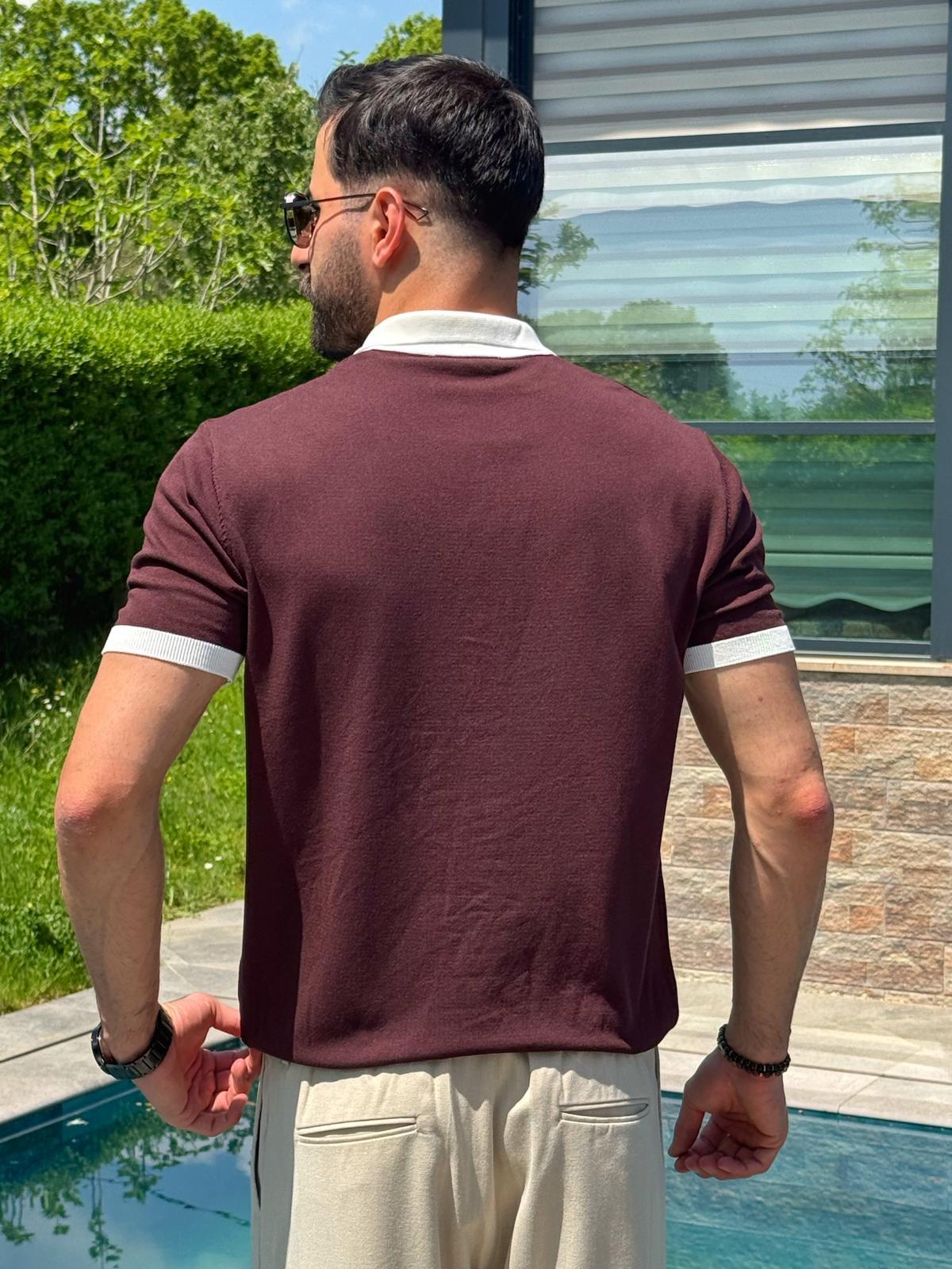 Kahverengi Old Money Premium Polo Yaka T-Shirt